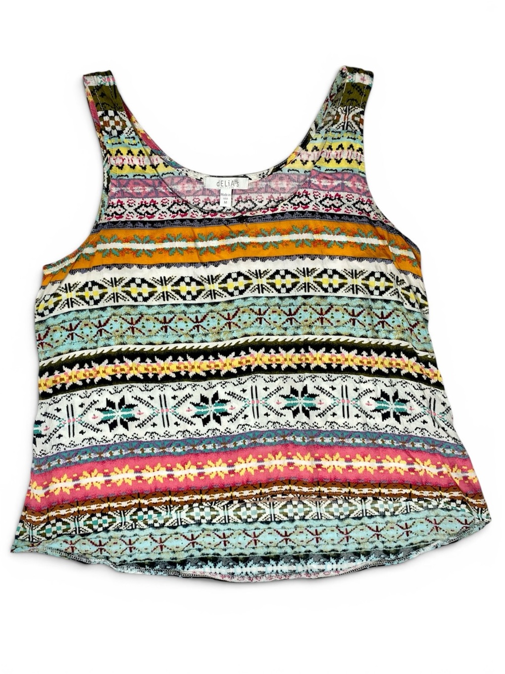 dELiA*s Vintage 90s Y2K Multicolor Aztec Print Tank Top — Size M Juniors